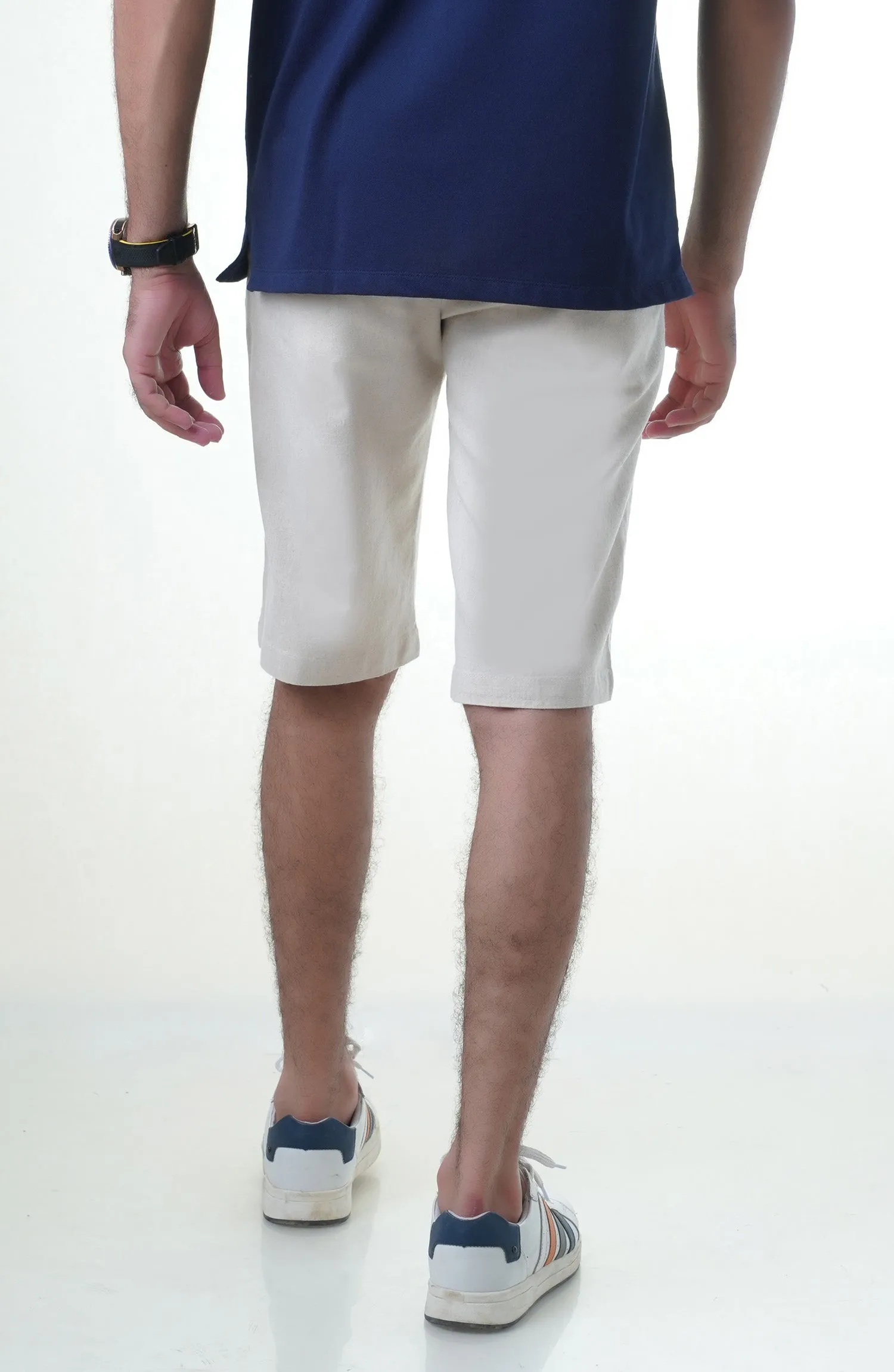 2 Qtr Linen Shorts - Off White