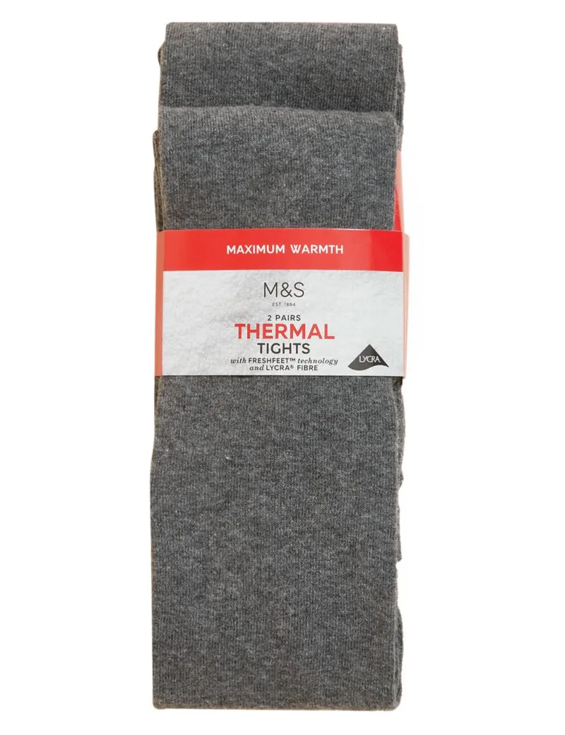 2pk Wool Thermal Tights (4-14 Yrs)