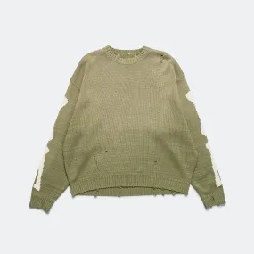 5G Cotton Knit BONE Crew Sweater - Khaki