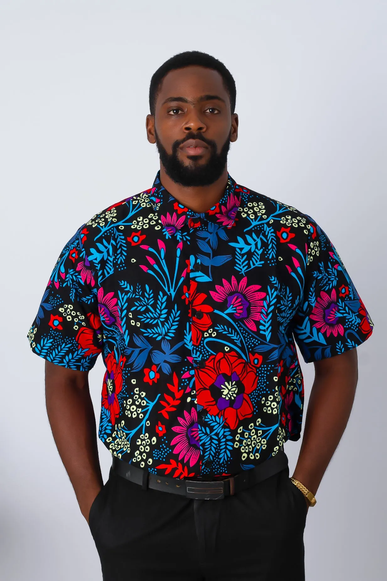 African Print Short Sleeve Shirt for Men - Nnadi