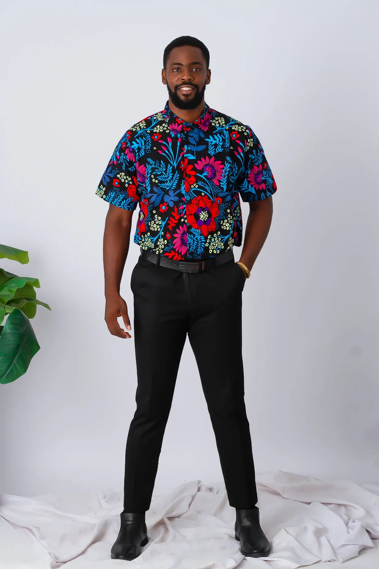 African Print Short Sleeve Shirt for Men - Nnadi