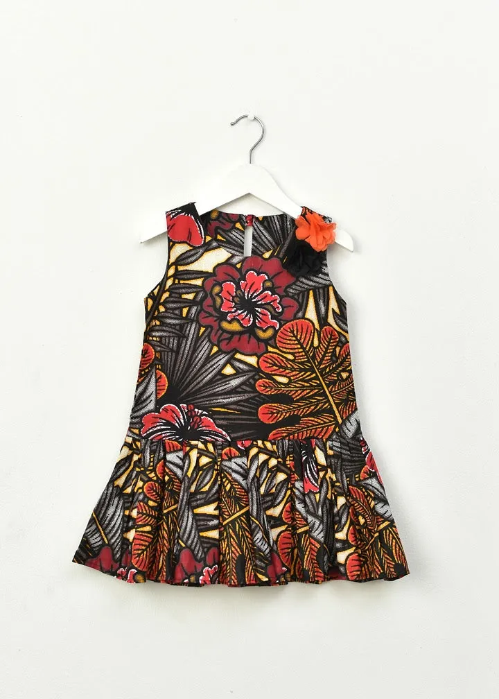 Aimas Kazi African print floral dress with flower trimmings