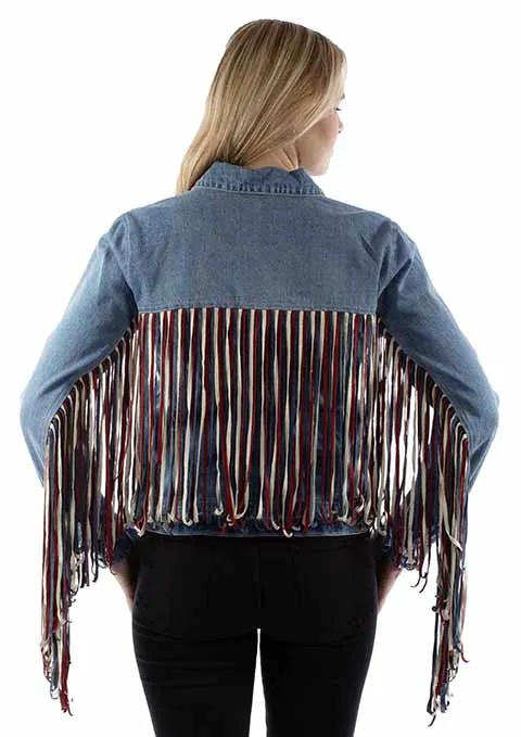 Americana Fringe Denim Jacket at Bourbon Cowgirl