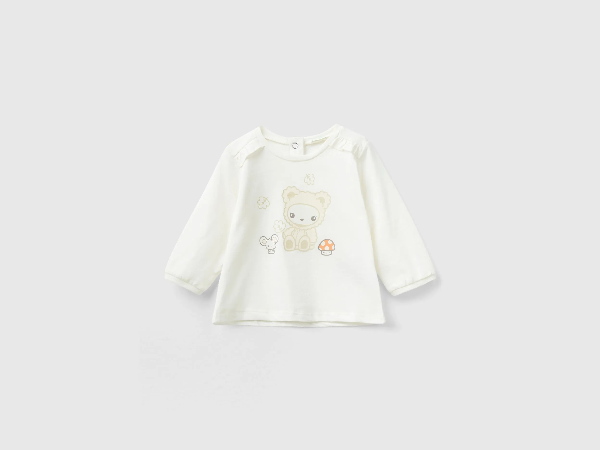 Animal Patterned T-Shirt with Frill Shoulders