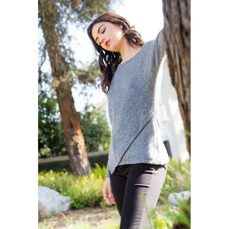 Anya Asymetrical Ribbed THML Sweater-SALE