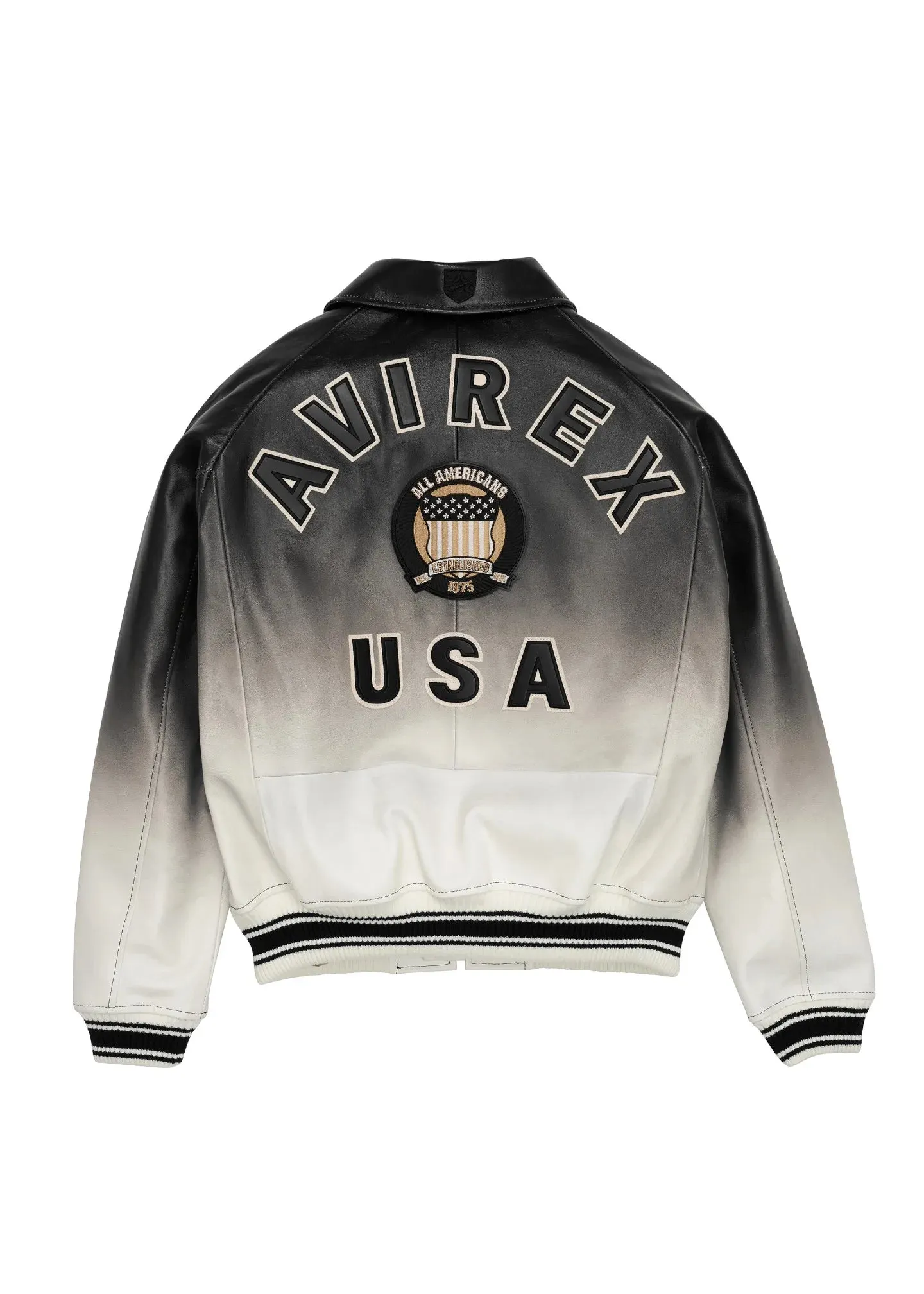 AVIREX ICON LEATHER JACKET OMBRE BLACK FADE