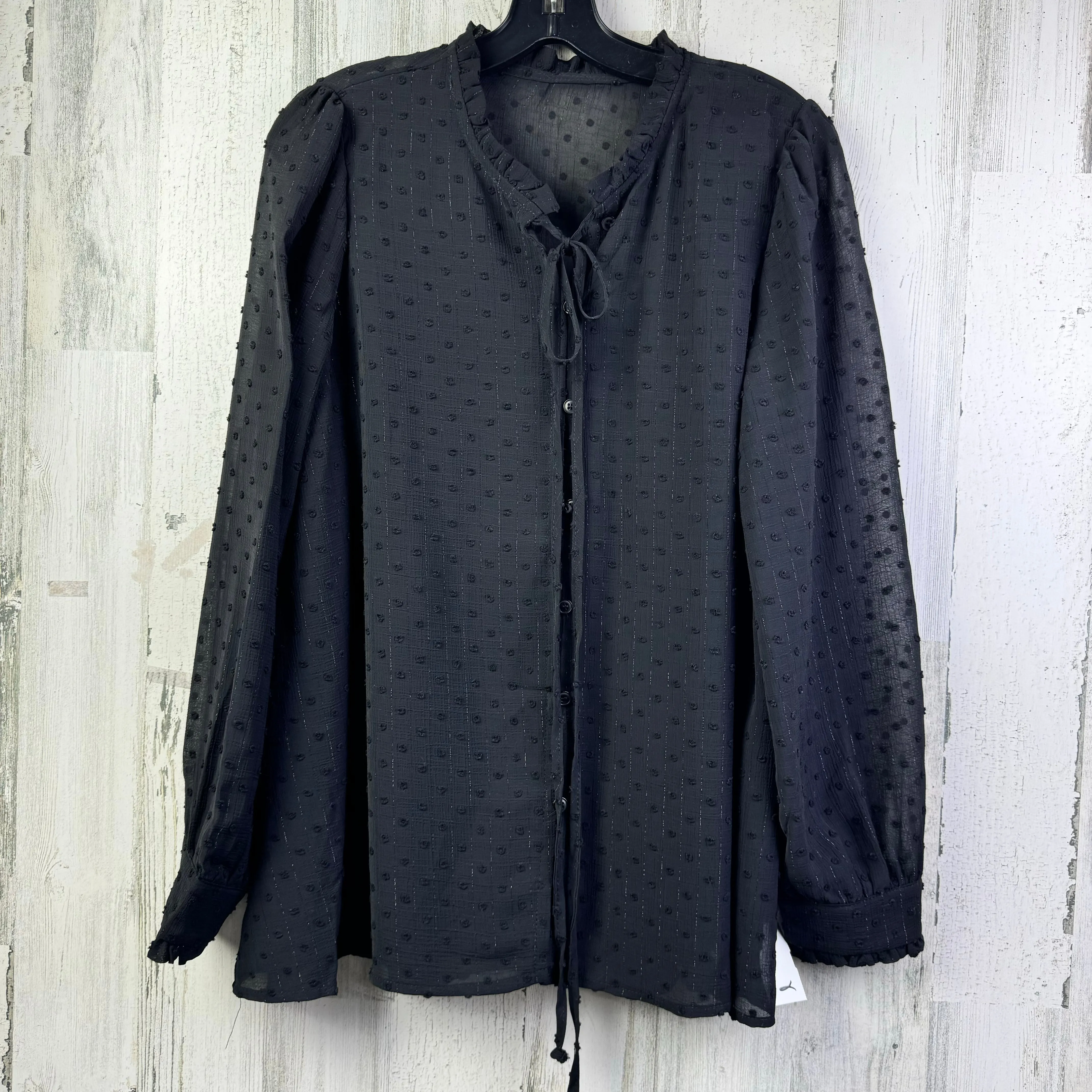 Blouse Long Sleeve By Clothes Mentor In Black, Size: L