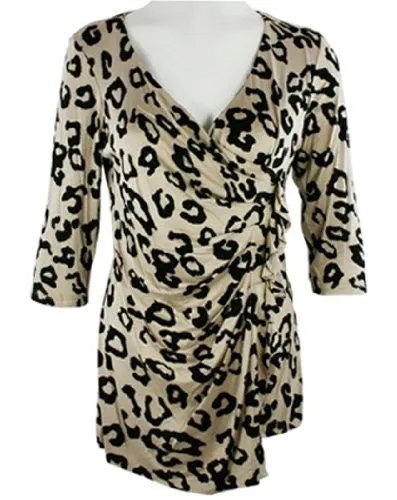 Boho Chic - Leopard Spots, , V-Neck, Gathered Side, Top