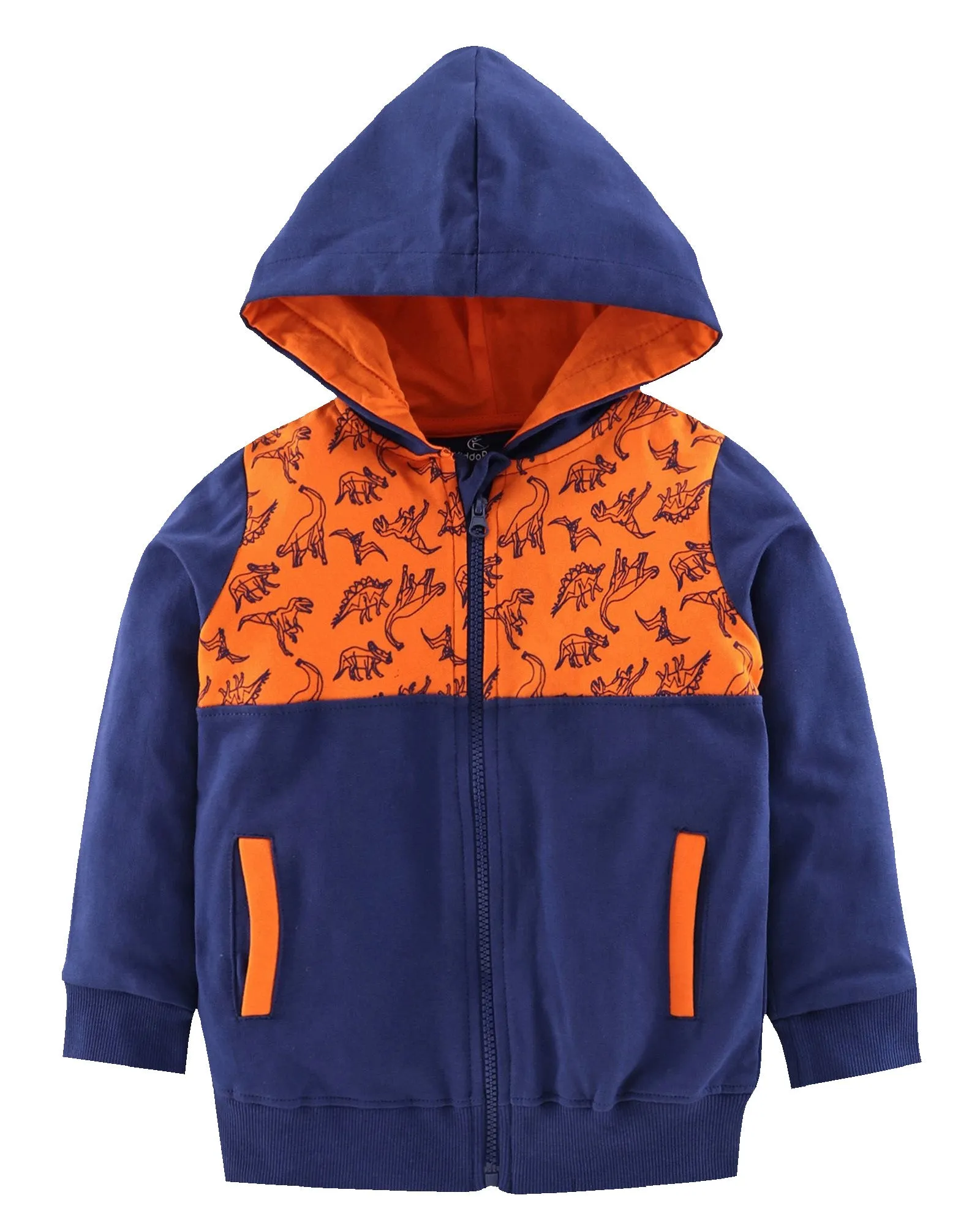 Boys AOP Detailed Front Open Hooded Sweatshirt Pack of 2