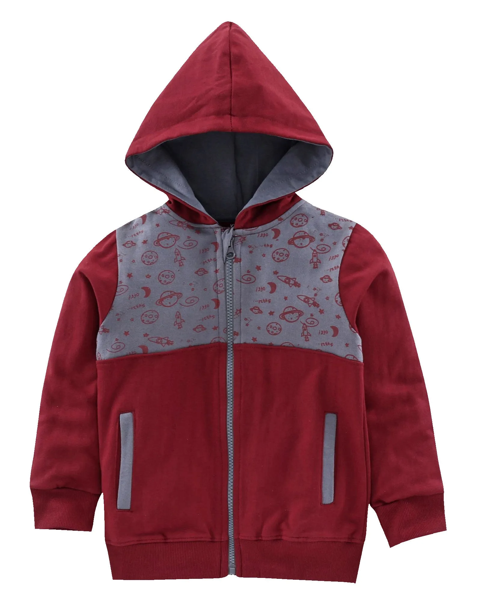 Boys AOP Detailed Front Open Hooded Sweatshirt Pack of 2