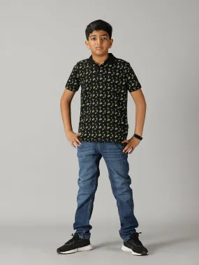 Boys AOP Polo Tee & Basic 5 Pocket Denim Pant Set