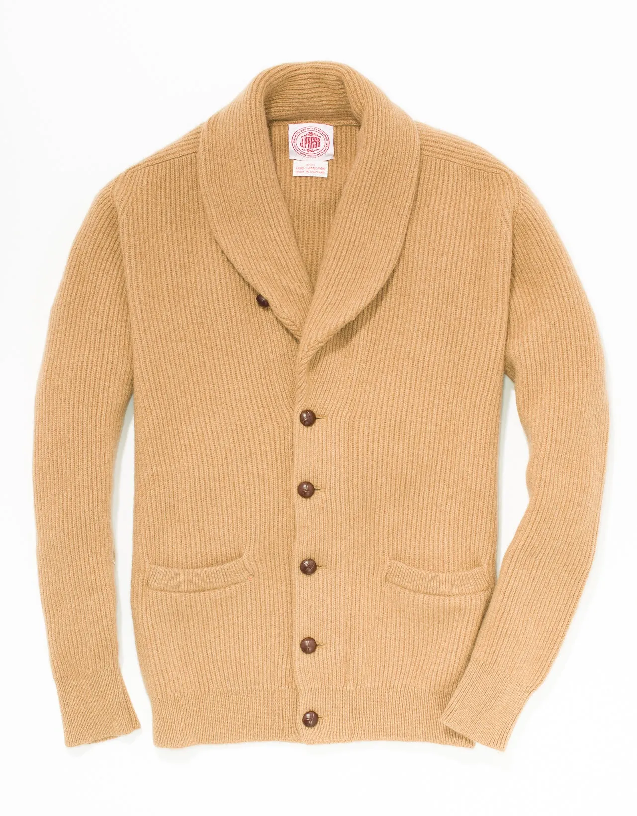 CAMELHAIR SHAWL COLLAR CARDIGAN