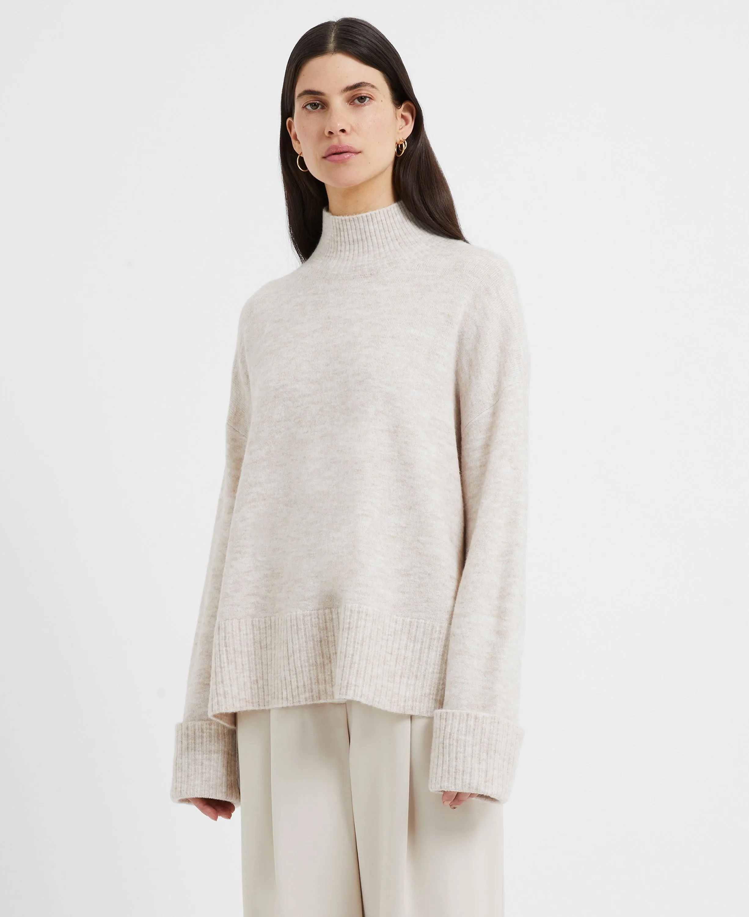 Carice Knit High Neck Jumper - Ecru