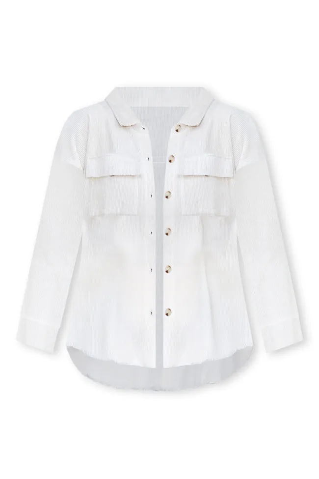 Carry On Ivory Corduroy Shacket FINAL SALE