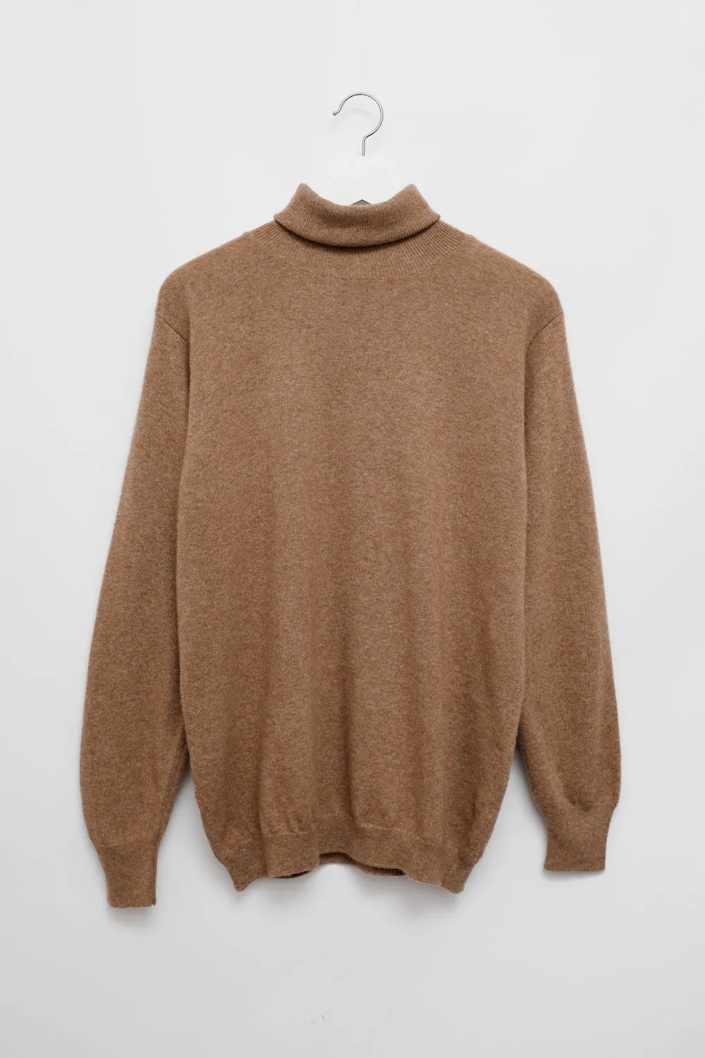 CASHMERE SILK WOOL CARAMEL TURTLE SWEATER