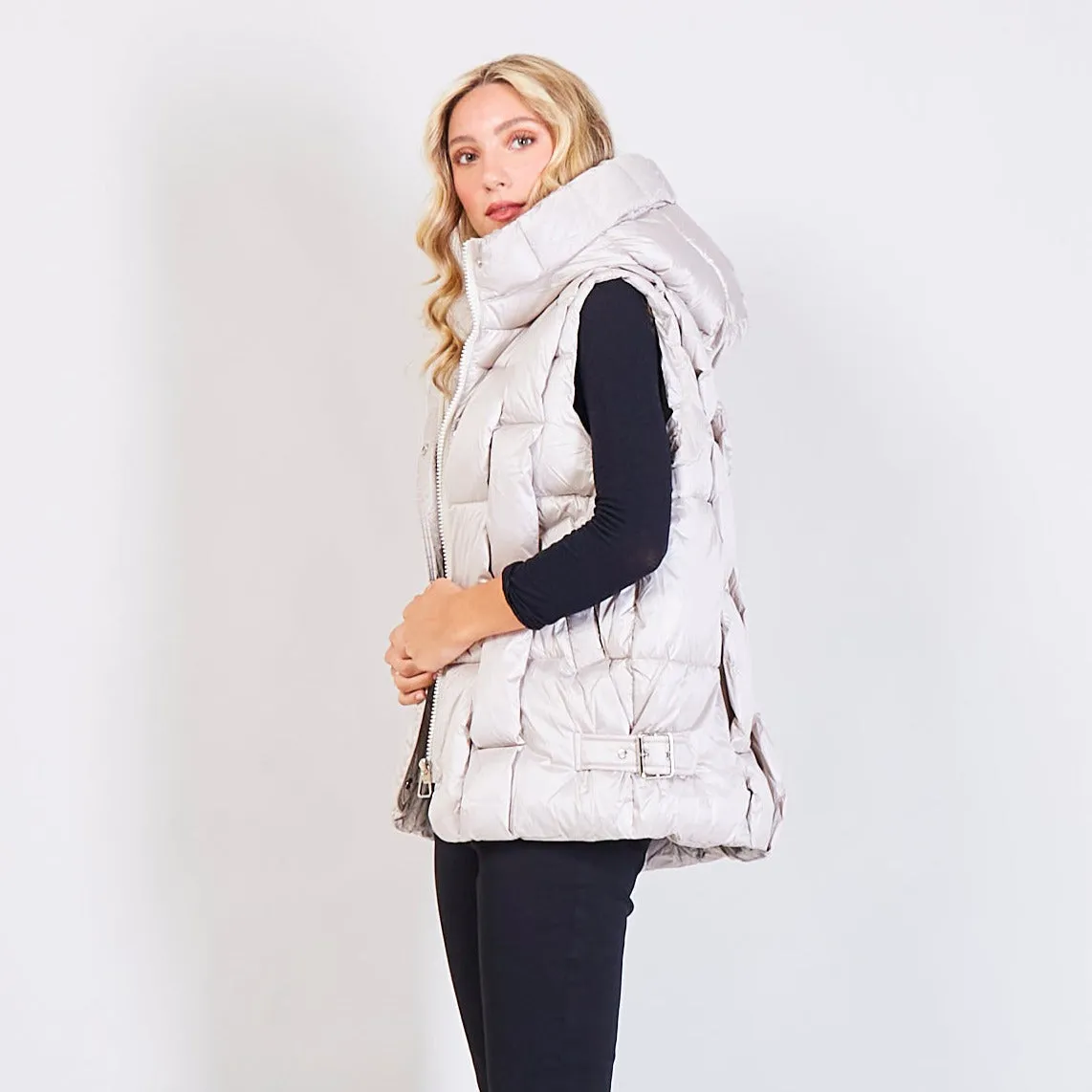 Casual hooded sleeveless padded jacket wholesale