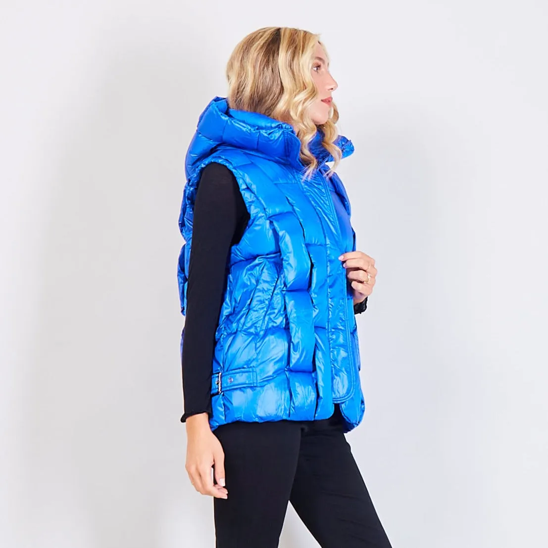 Casual hooded sleeveless padded jacket wholesale