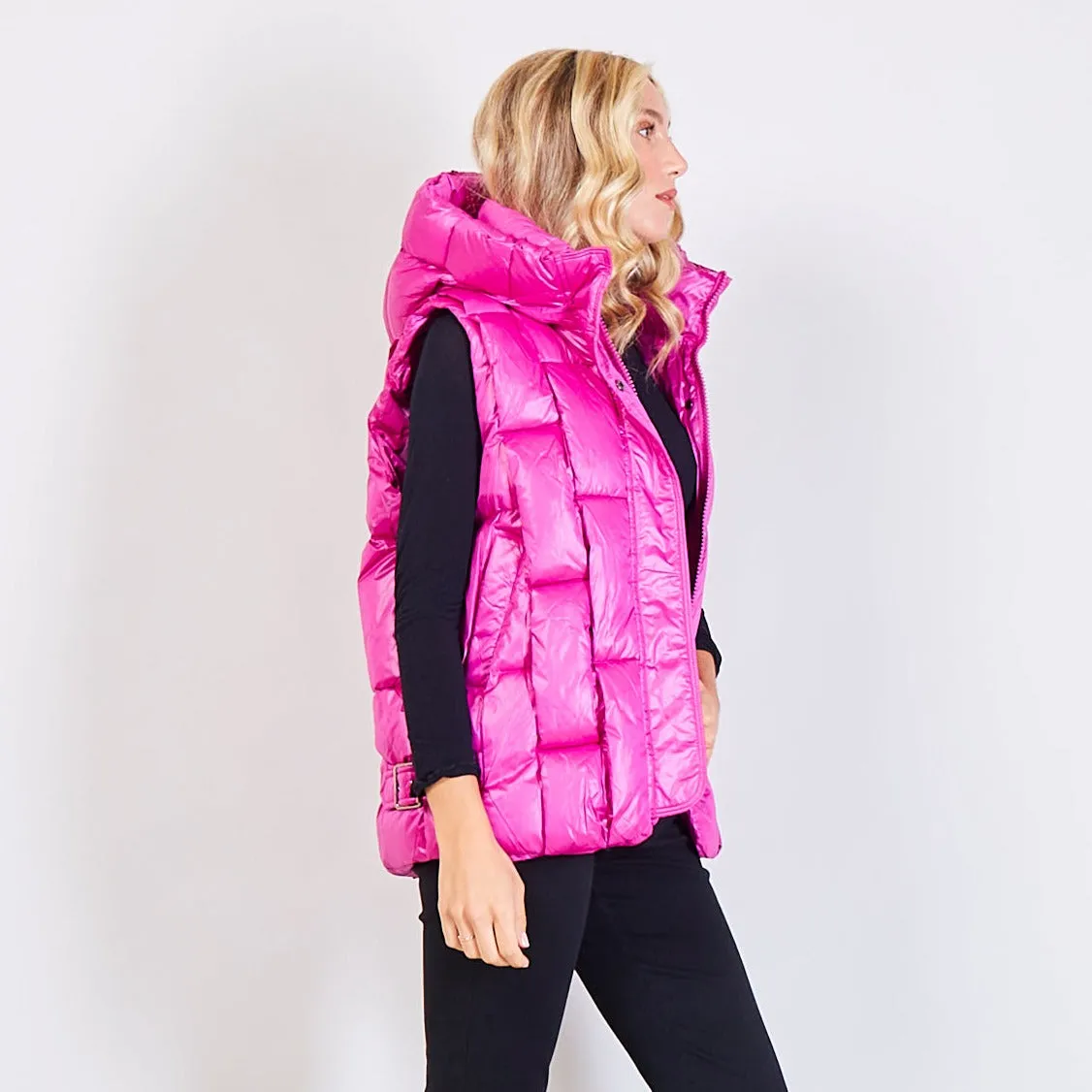 Casual hooded sleeveless padded jacket wholesale