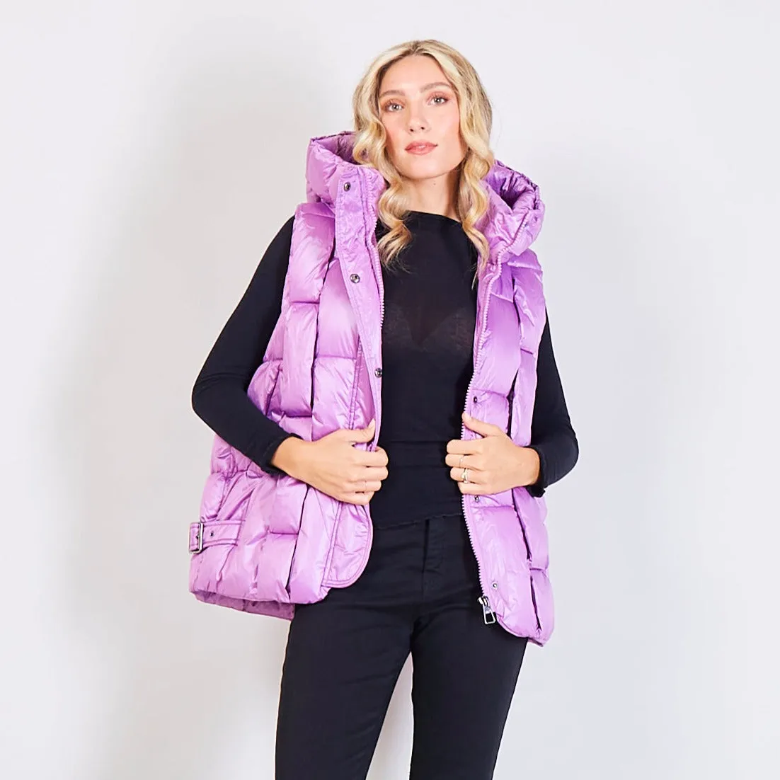 Casual hooded sleeveless padded jacket wholesale