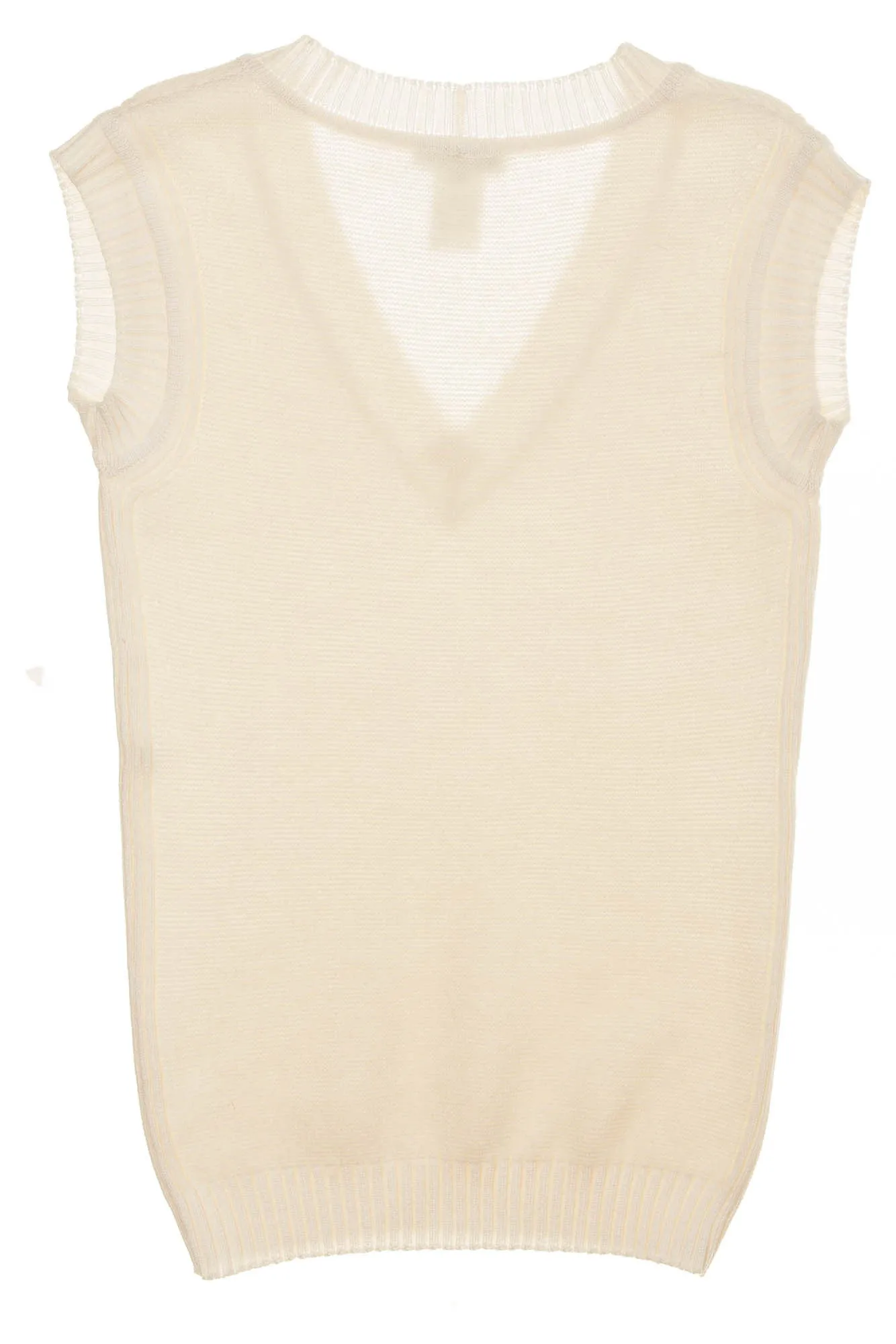 Celine - White Sleeveless Knit Sweater - M