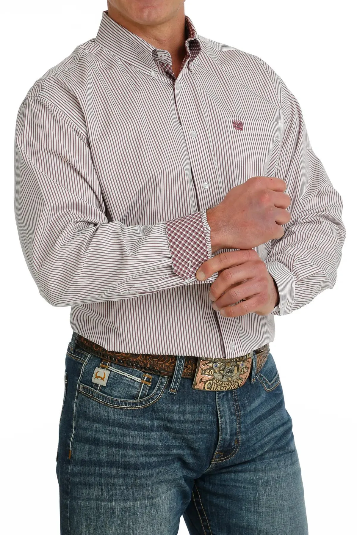 Cinch Burgundy Striped Shirt