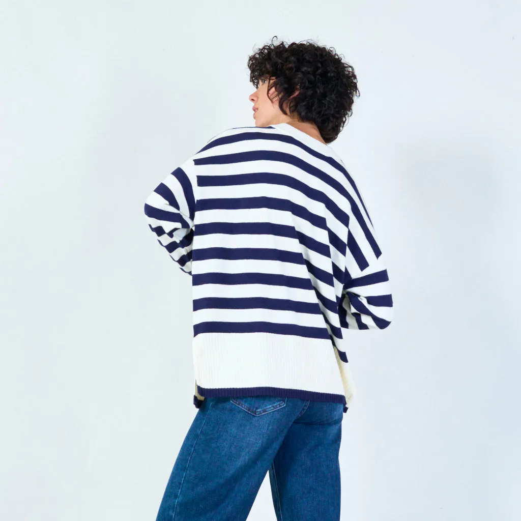 Classic bold stripe sweater wholesale