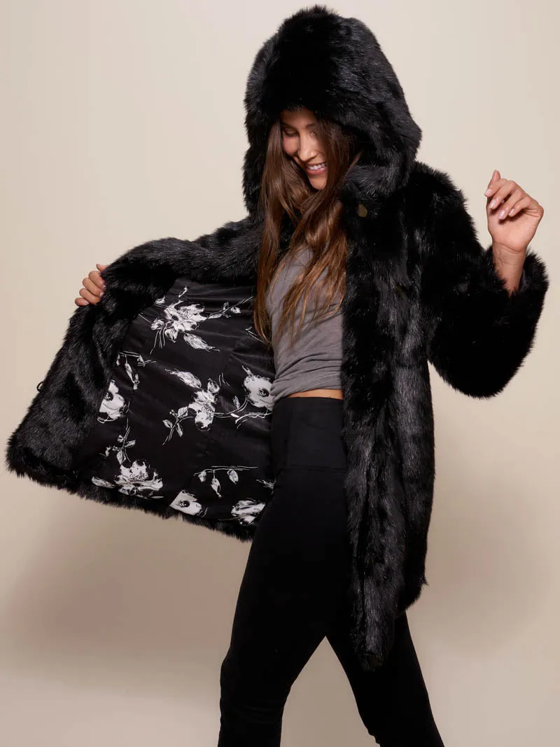 Collector Edition Hooded Black Panther Faux Fur Coat