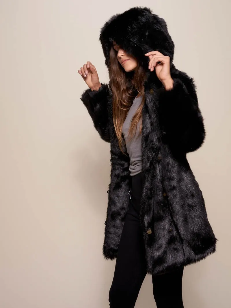 Collector Edition Hooded Black Panther Faux Fur Coat