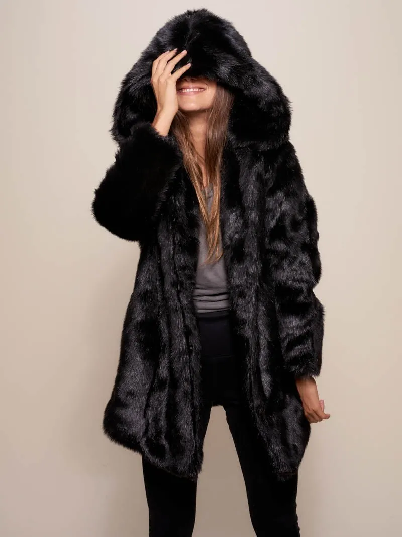 Collector Edition Hooded Black Panther Faux Fur Coat