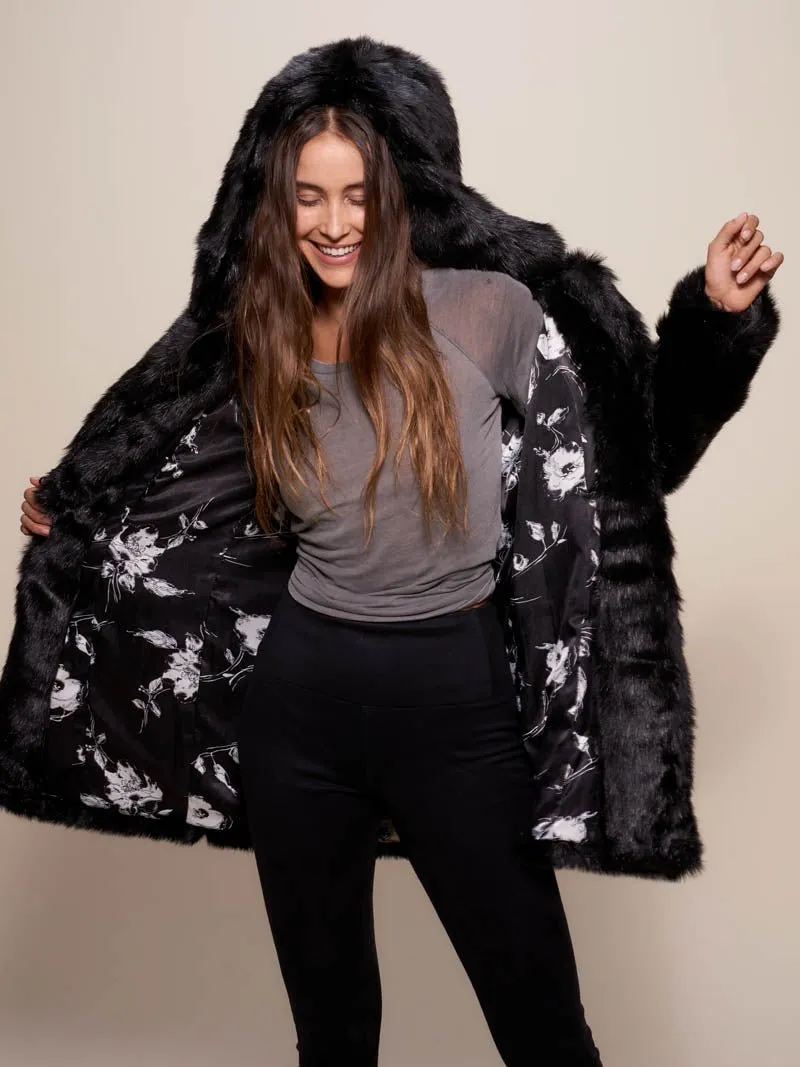 Collector Edition Hooded Black Panther Faux Fur Coat