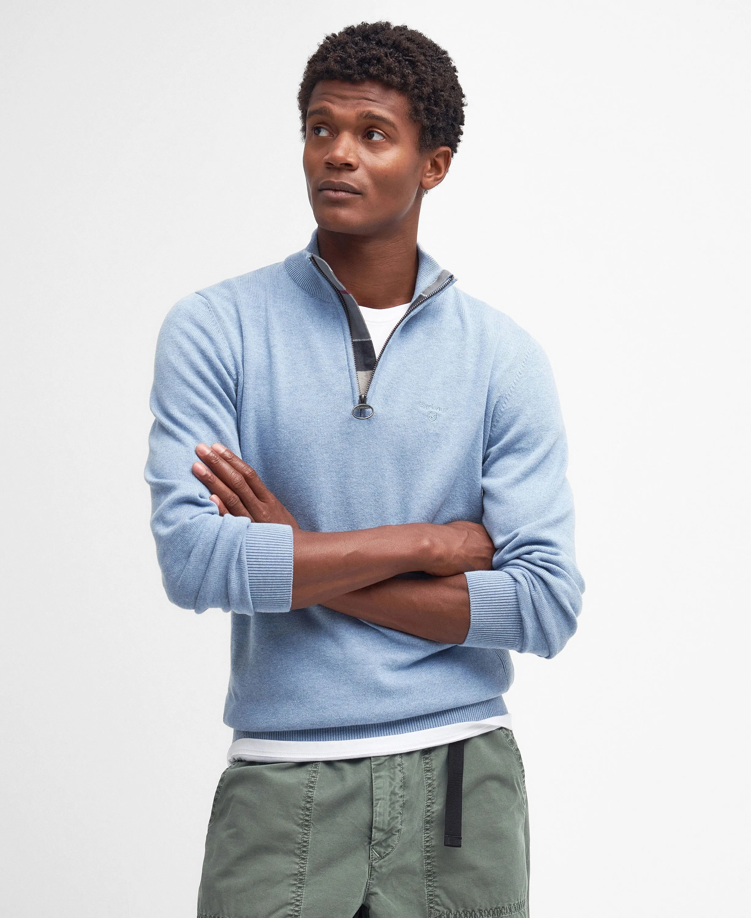 Cotton Half Zip Jumper - Dark Chambray