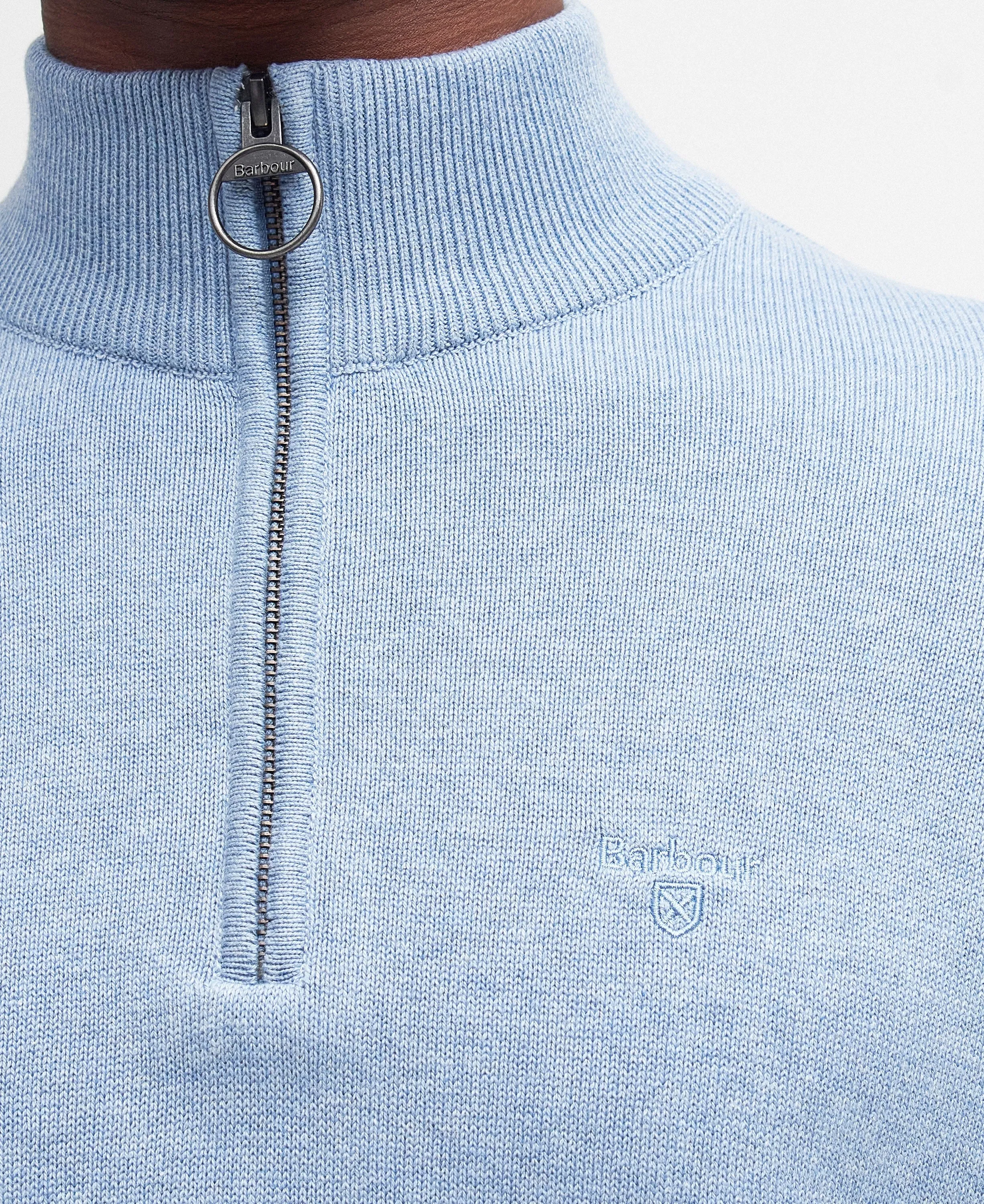 Cotton Half Zip Jumper - Dark Chambray