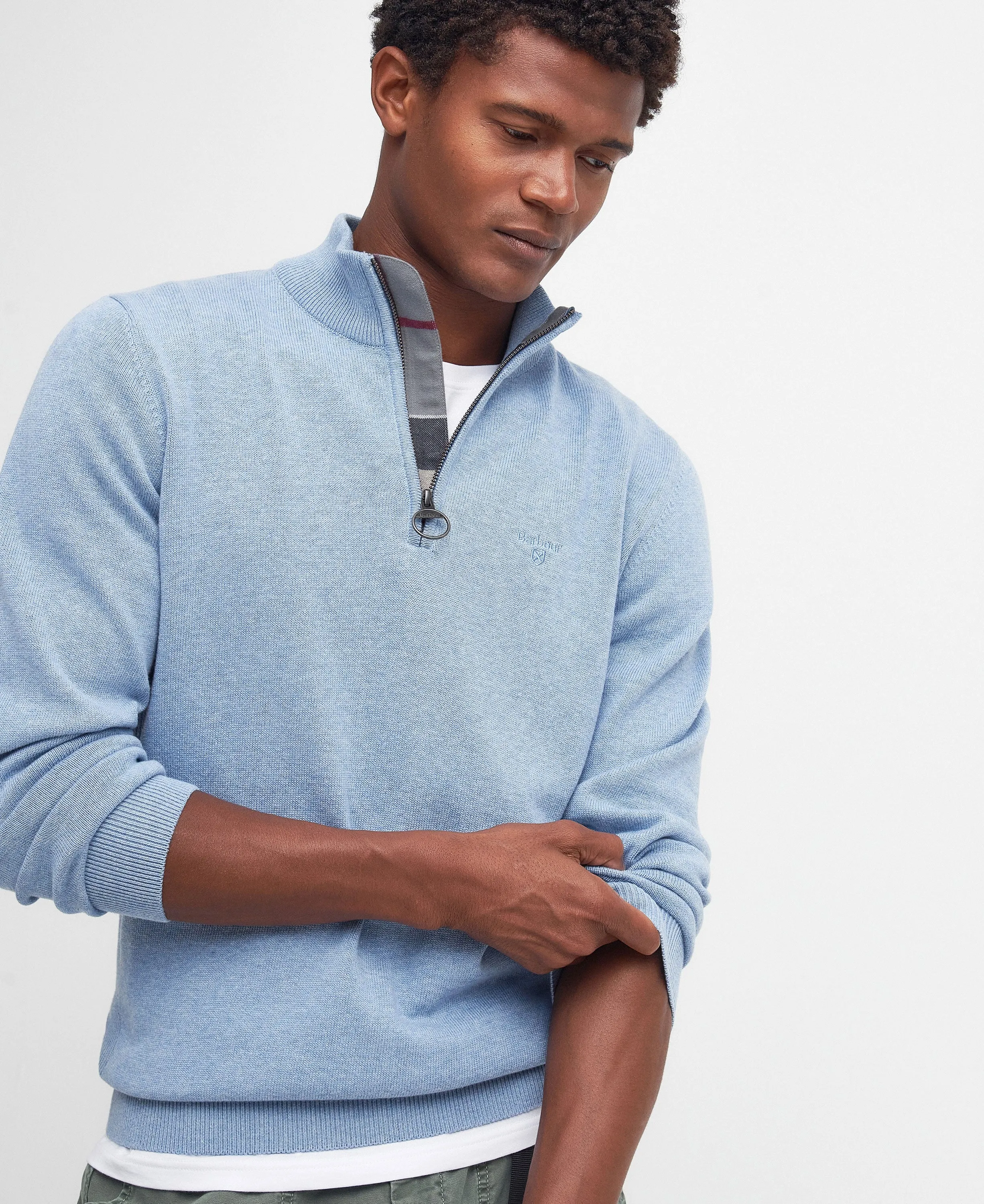 Cotton Half Zip Jumper - Dark Chambray