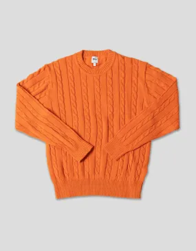 COTTON LINEN SOLID CREW NECK SWEATER - ORANGE