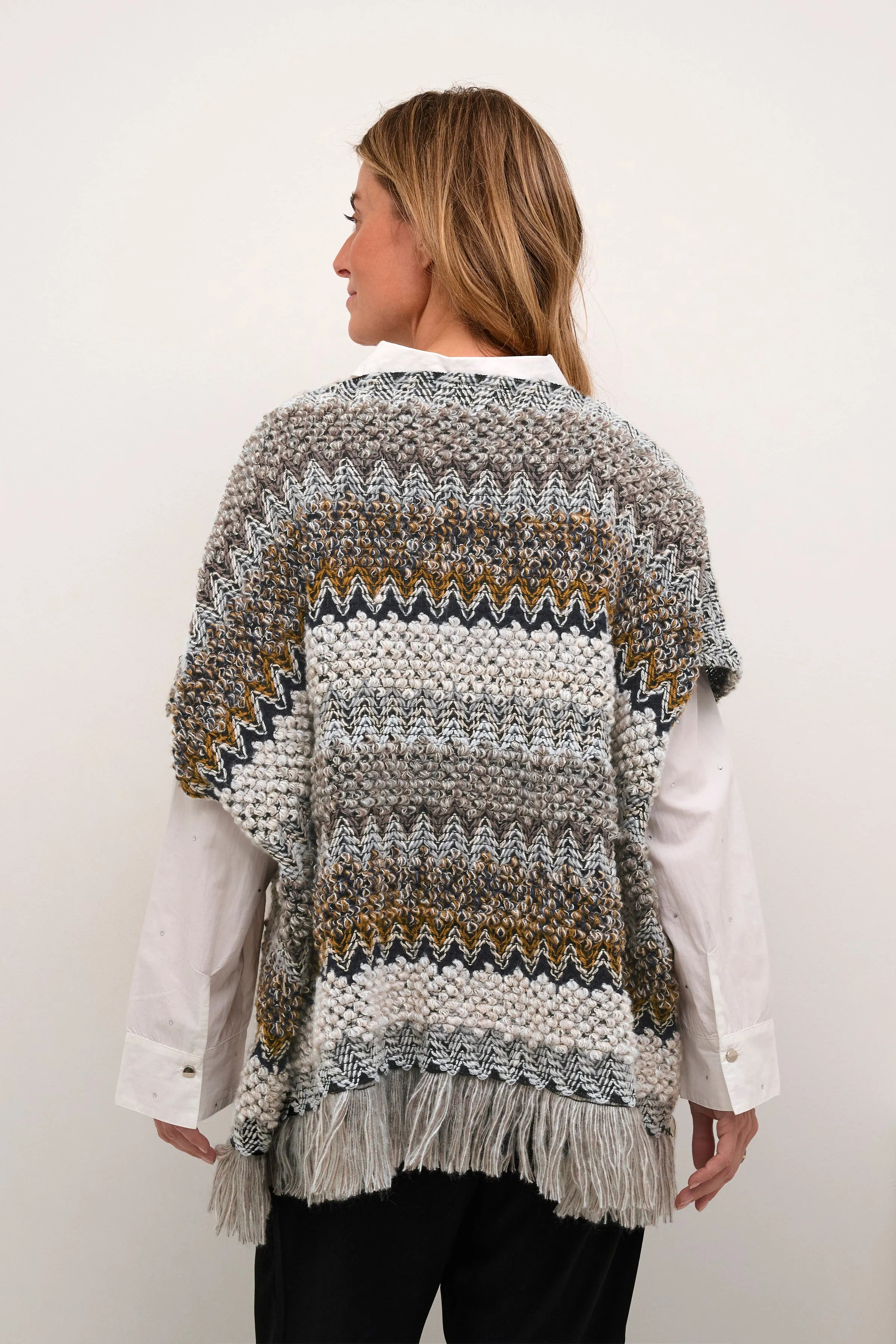 Cream Goldy Knit Poncho