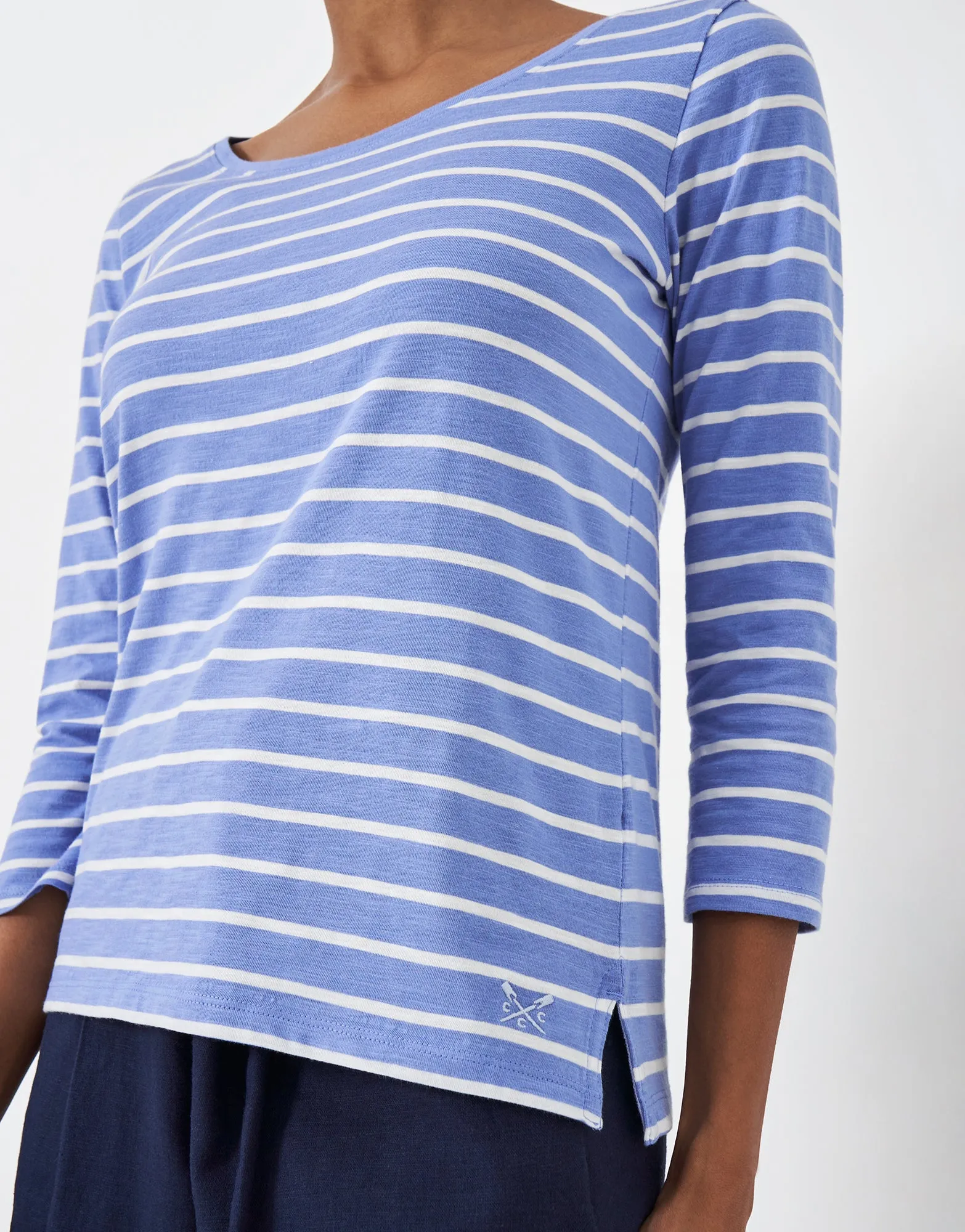 Crew Clothing - Scoop Slub Breton - Blue White