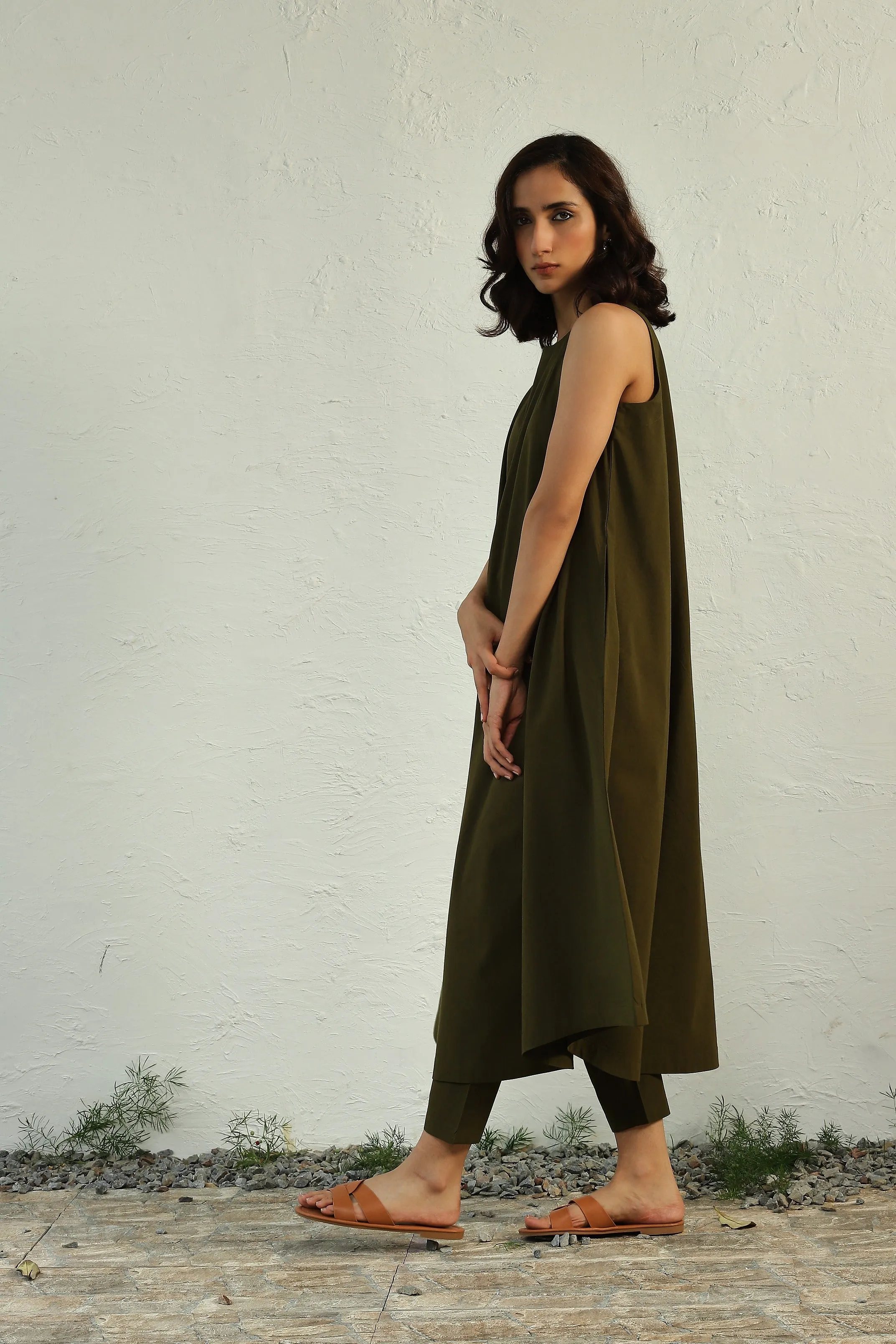 Earthy Green halter dress