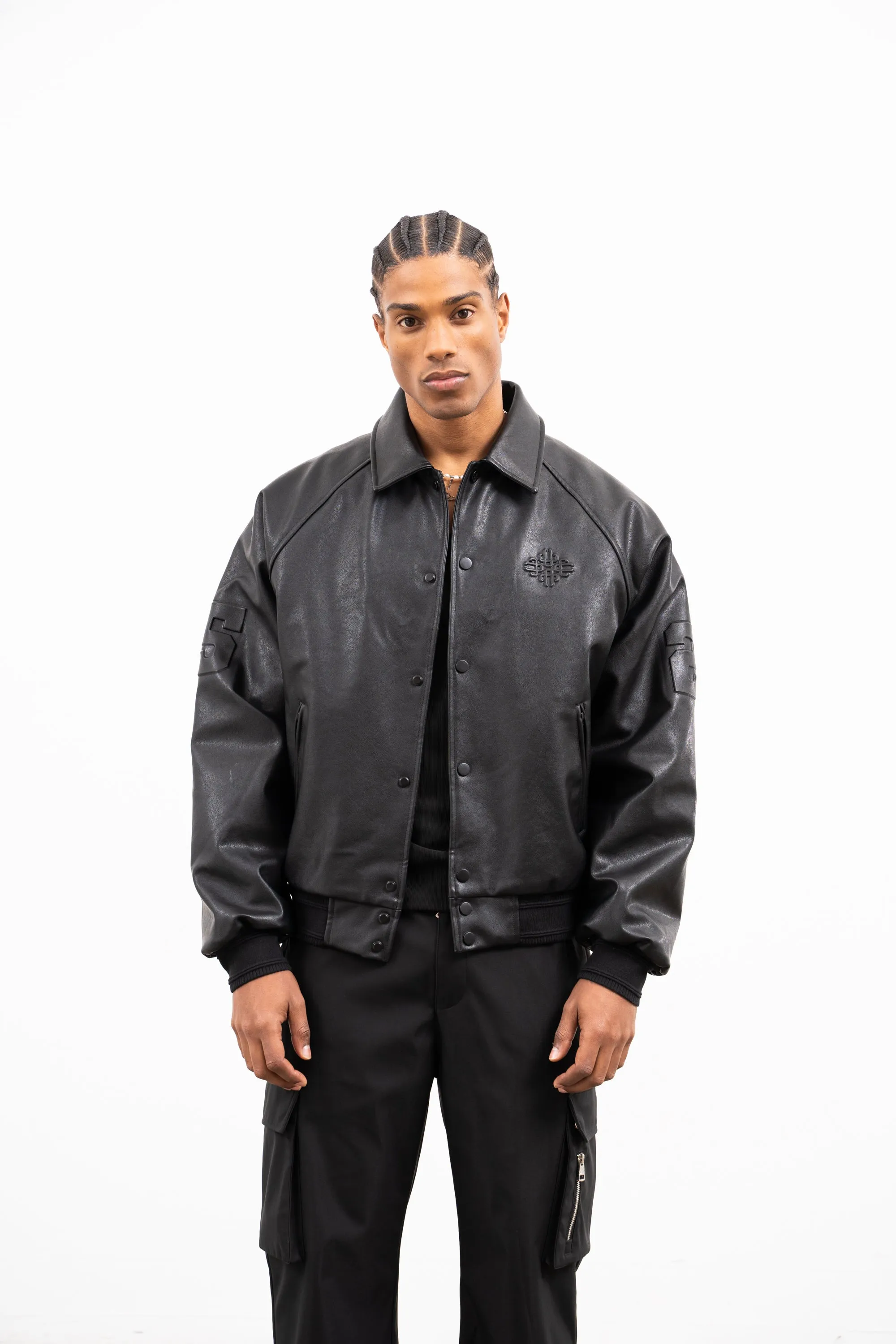 EMBOSSED BOMBER JACKET - BLACK