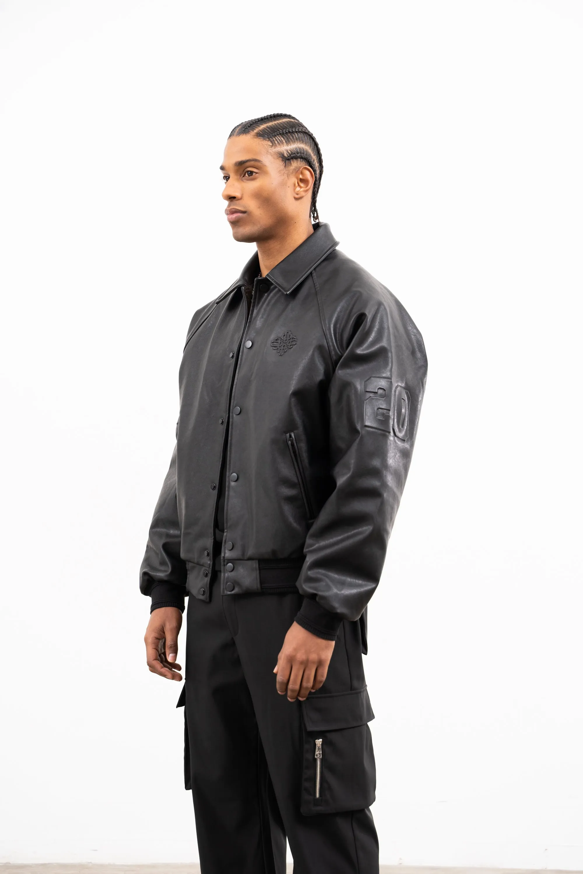 EMBOSSED BOMBER JACKET - BLACK