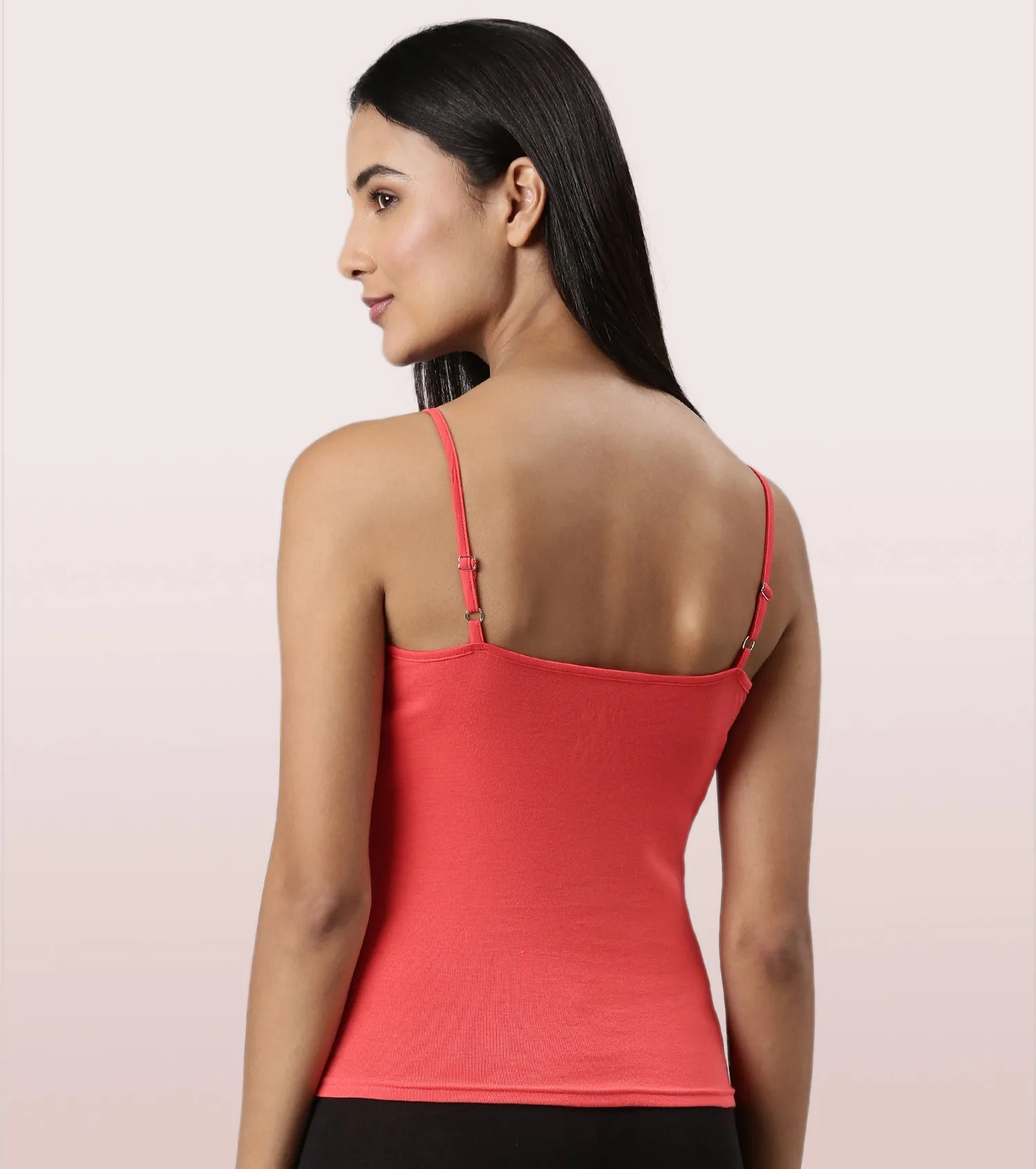 Enamor E016  Flat Back Slim Fit Rib Camisole With Regular Length Regular Length