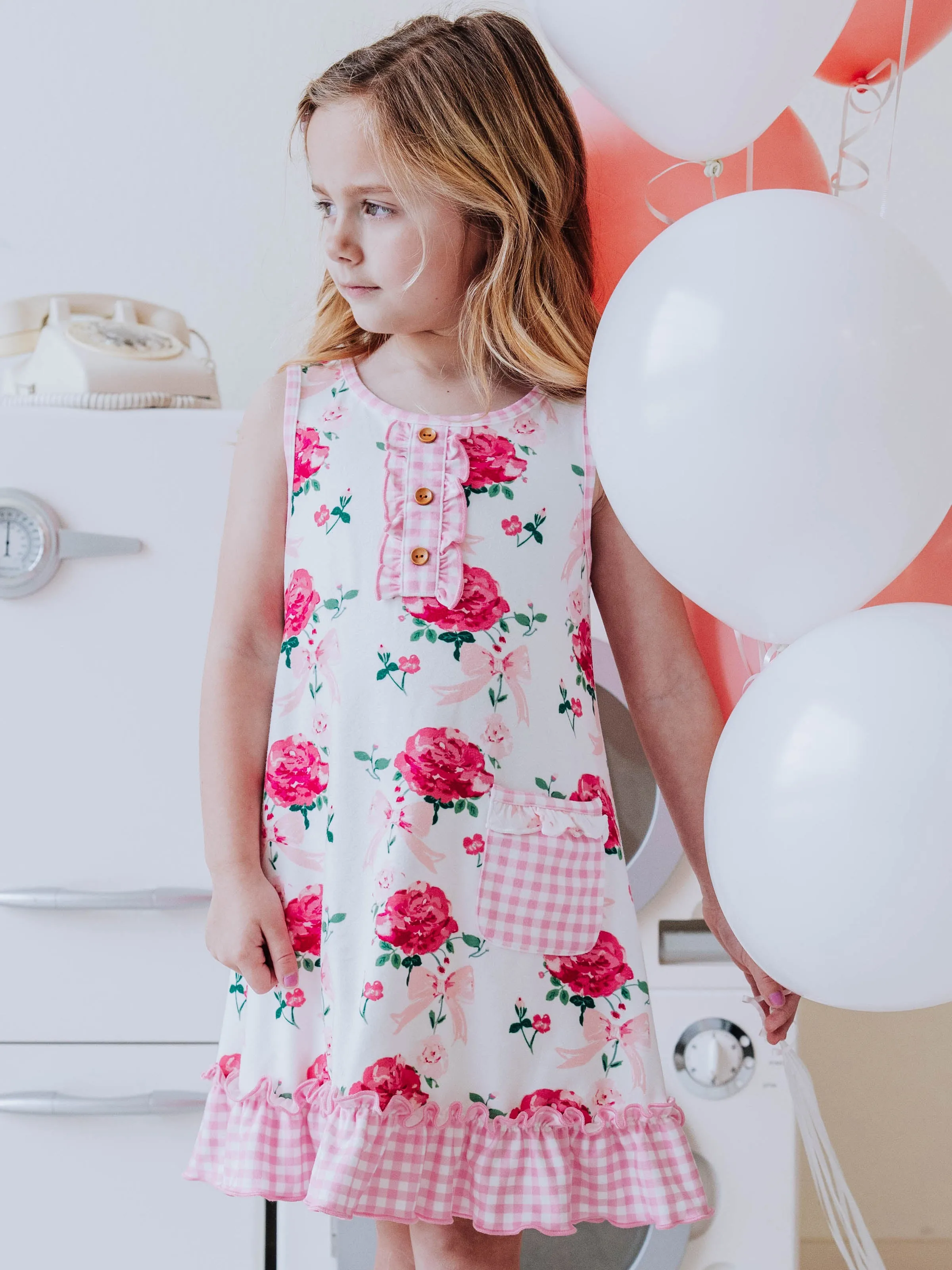 Everyday Play Dress - Pink Rose Bouquet