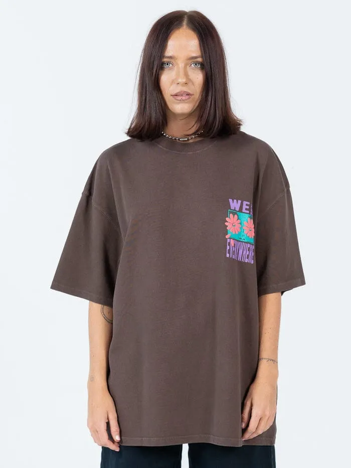 Everywhere Oversize Heavyweight Tee - Choc Brown Overdye