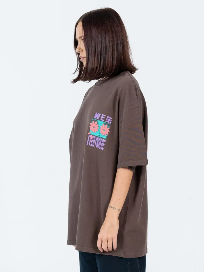 Everywhere Oversize Heavyweight Tee - Choc Brown Overdye