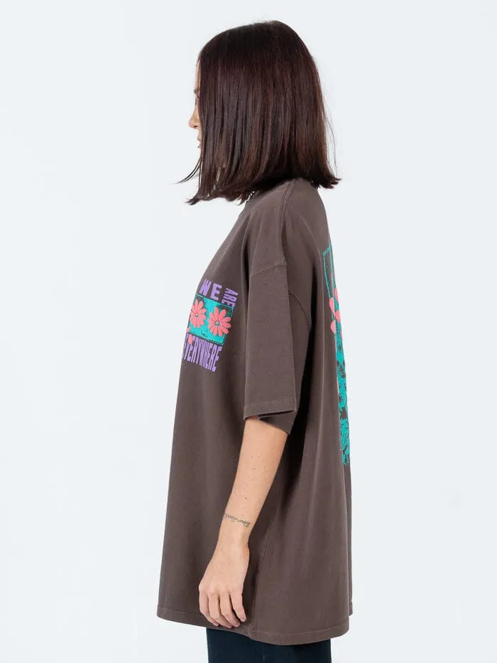 Everywhere Oversize Heavyweight Tee - Choc Brown Overdye