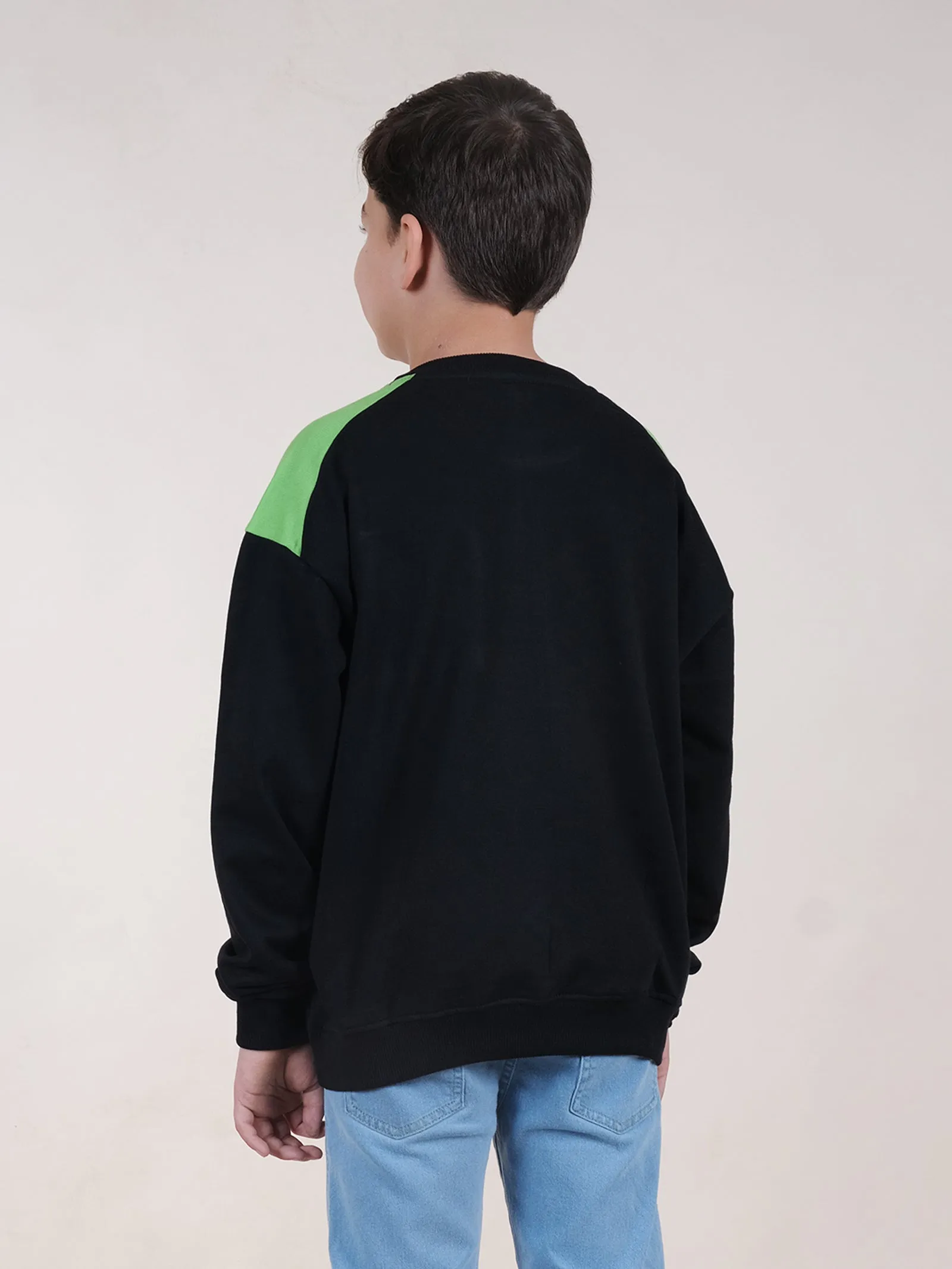 Fleece Drop Shoulder Colour Block Cut & Sew Sweatshirt With Pocket