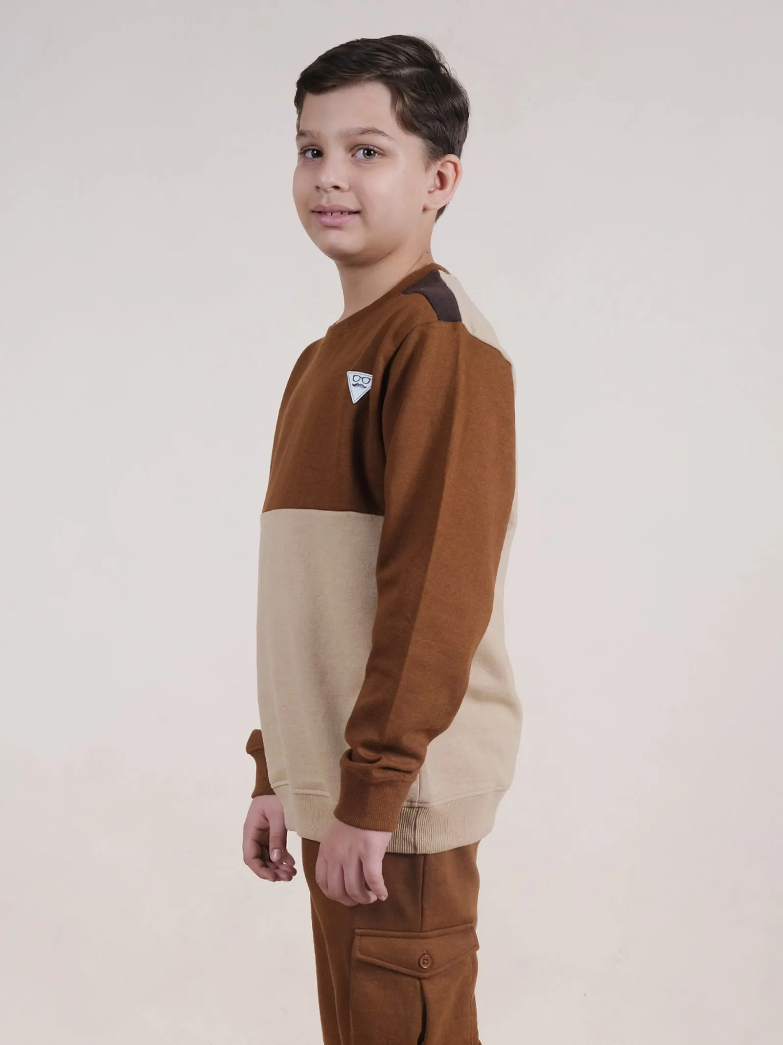 Fleece Full Sleeves Colour Block Cut & Sew Sweatshirt