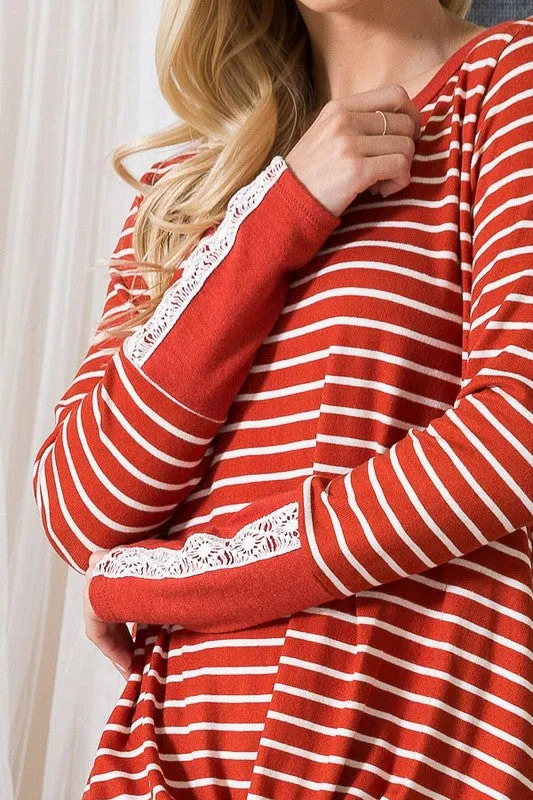 Front Twist Stripe Knit Top