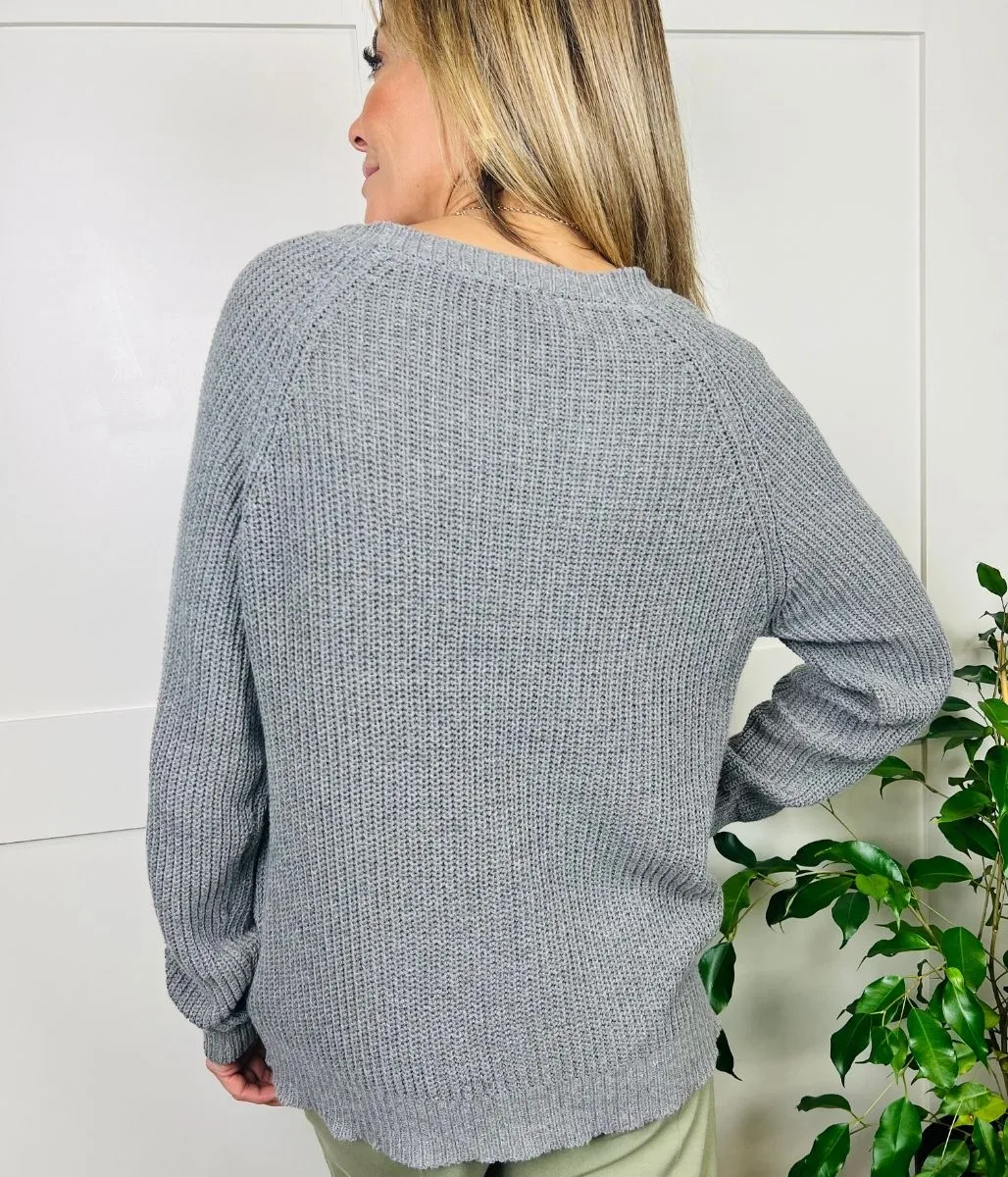 Grey Fisherman Style Jumper