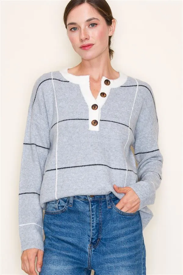 Grid Button Sweaters - 2 Colors!