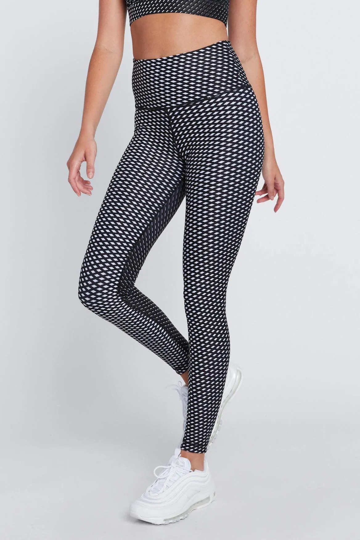 High Waist Leggings Black Rhombus